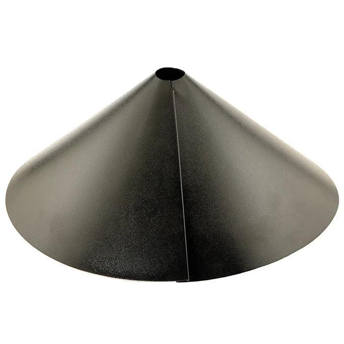 Black metal cone baffle on a white background
