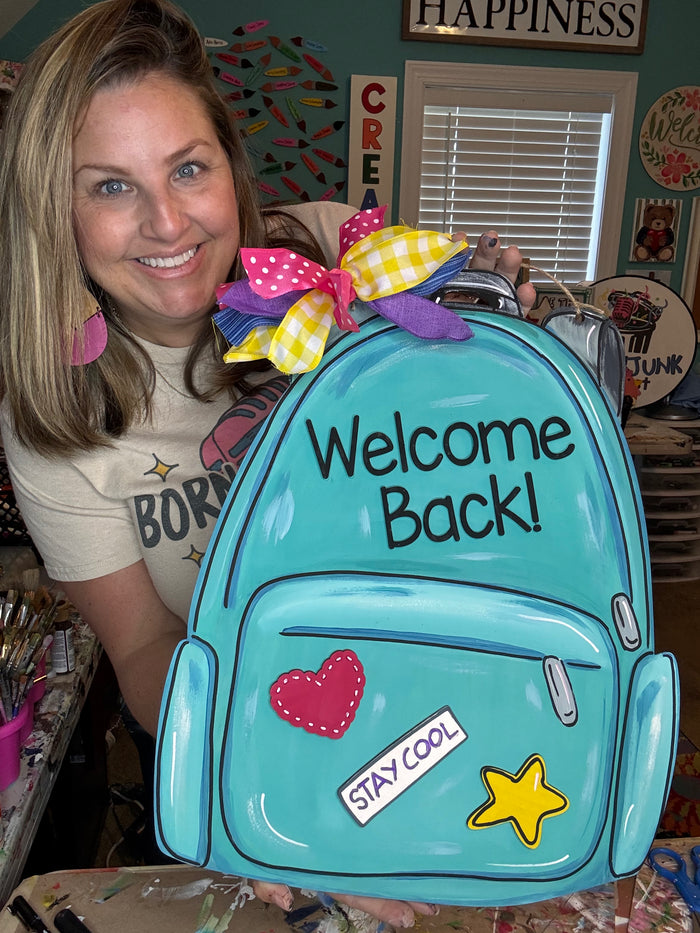 Welcome Back Bookbag Wood Sign/Door Hanger (DIY)