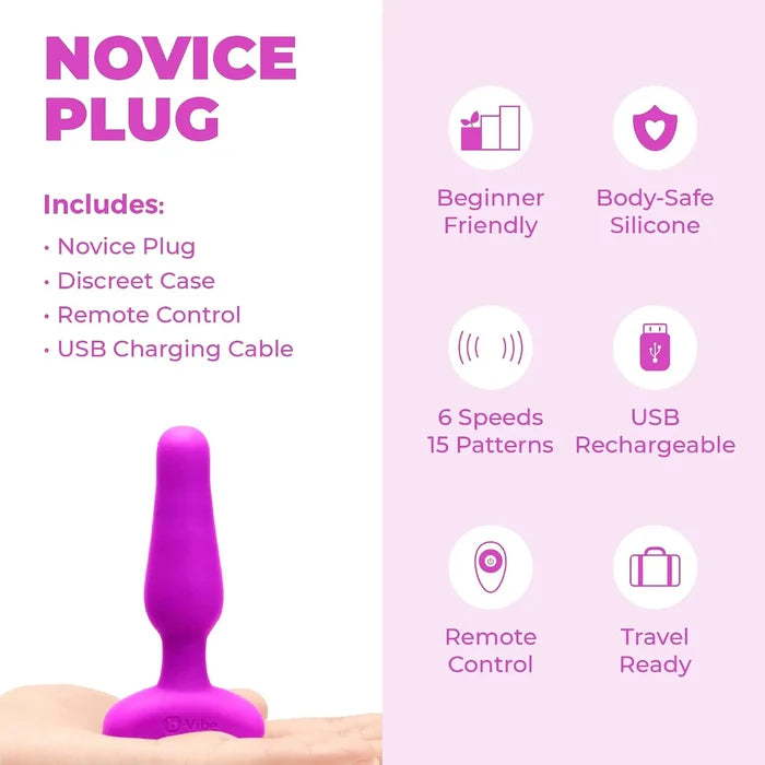B-Vibe™ B-Vibe Novice Remote Vibrating Butt Plug - Rechargeable Small with Wireless Control