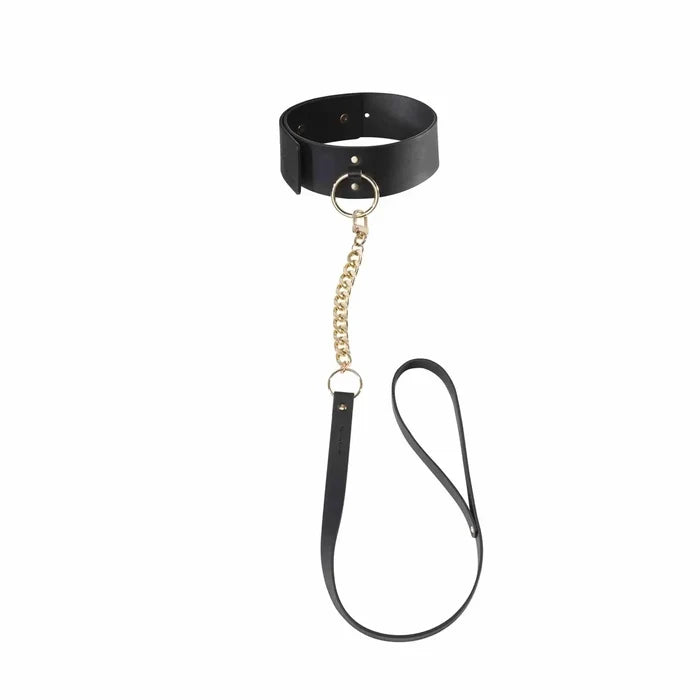 Bijoux Indiscrets Maze Choker with Leash - Vegan Leather Collar & Restraint Black
