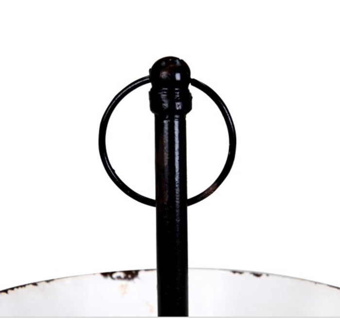 Black & White Enamel 2-Tier Tray Farmhouse Rustic Style