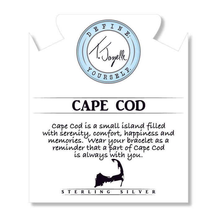 Blue Aquamarine Stone Bracelet with Cape Cod Enamel Sterling Silver Charm