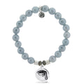 Blue Quartzite Stone Bracelet with Grad Cap Sterling Silver Charm