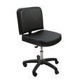 Jeffco Bravo Stool: armless office chair with cushion, backrest, gas lift, and five wheels.