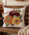 Burgundy Red & Orange Pumpkin & Sunflower Fall Pillow
