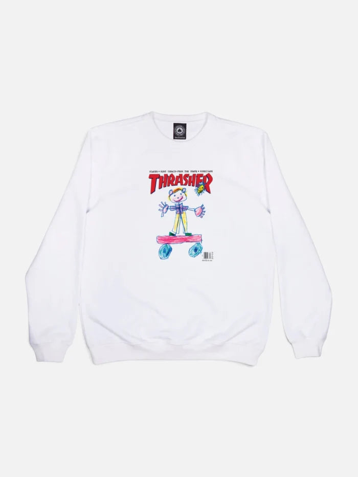 Buzo Thrasher Crew Kid Cover Blanco
