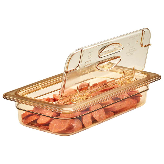 Cambro 30HPL150 - High Heat Cover with FlipLid - Third-Size - Amber