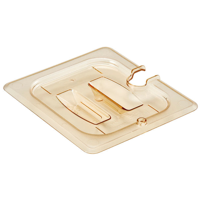 Cambro 60HPCHN150 - High Heat Notched Cover with Handle - Sixth-Size - Amber