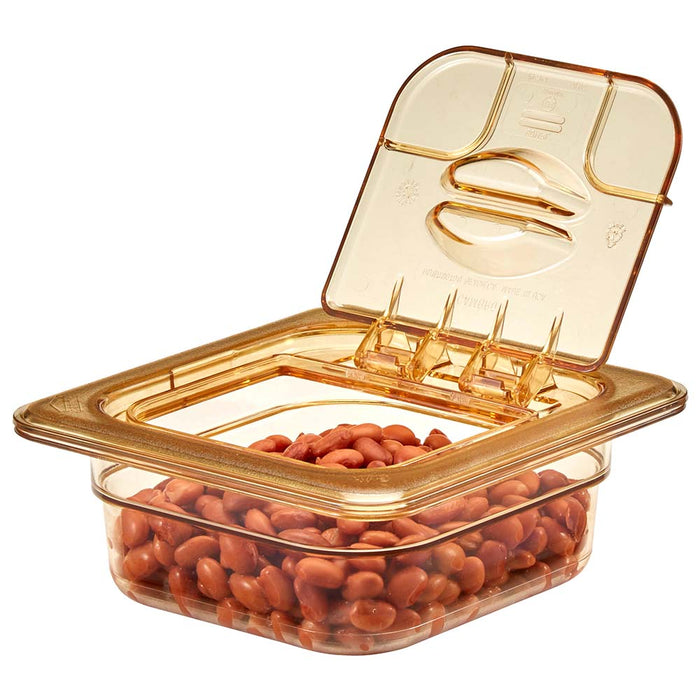Cambro 60HPL150 - High Heat Cover with FlipLid - Sixth-Size - Amber