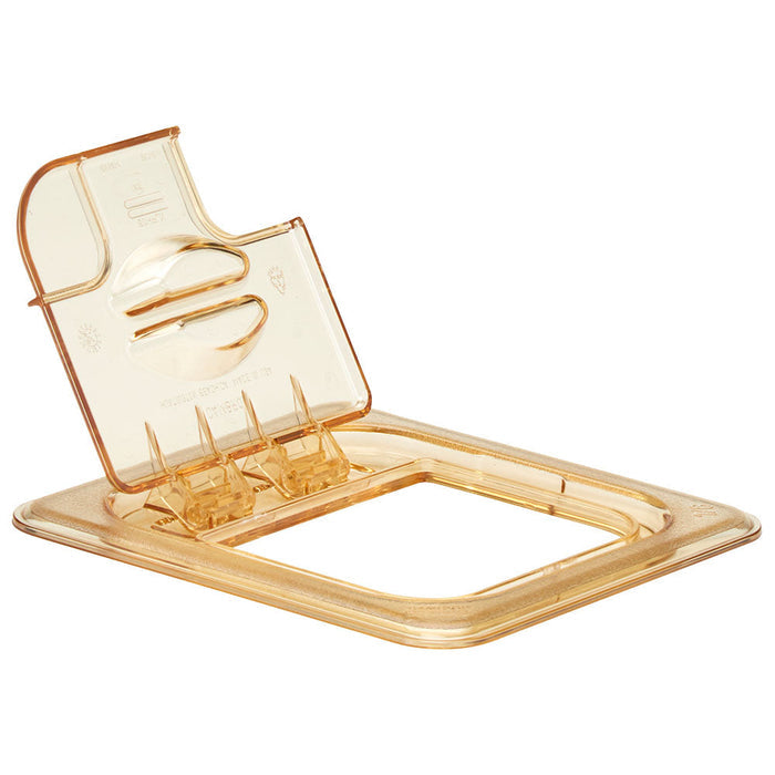 Cambro 60HPLN150 - High Heat Cover with Notched FlipLid - Sixth-Size - Amber