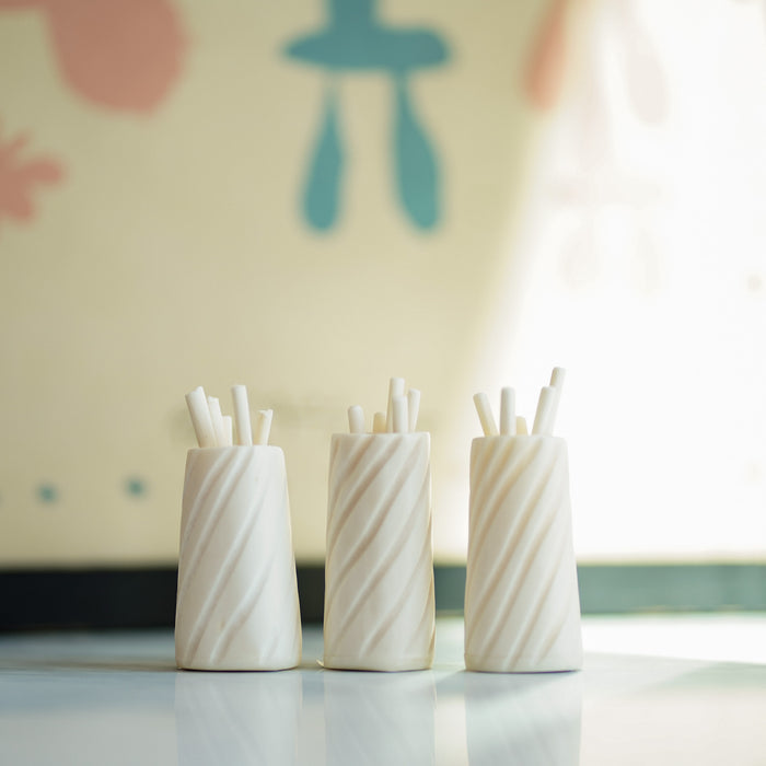 Carved Bone Cocktail Picks and Vessel