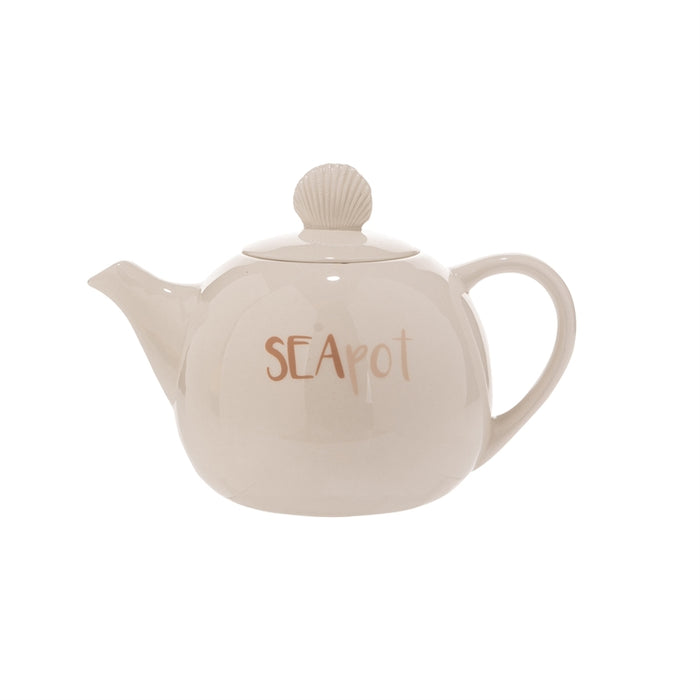 CERAMIC SEAPOT TEAPOT WITH SEASHELL LID
