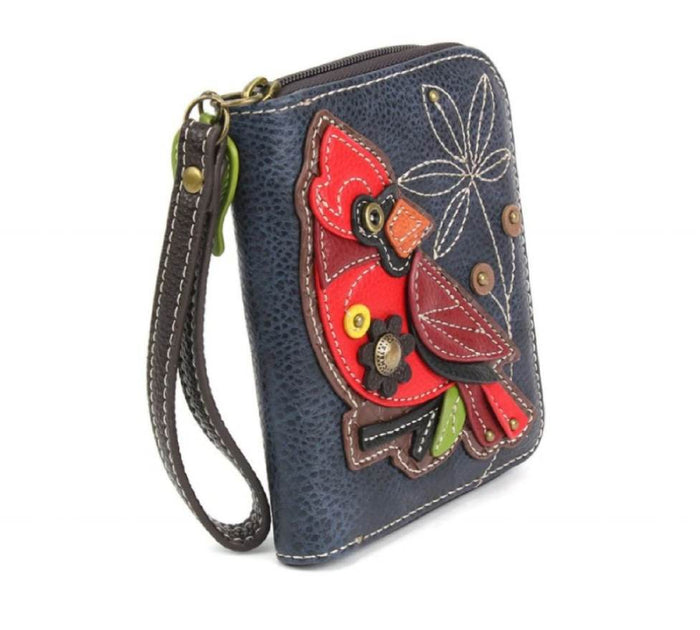 CHALA ZIP AROUND WALLET CARDINAL RED BIRD