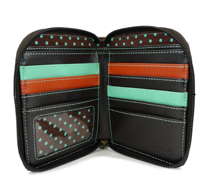 CHALA ZIP AROUND WALLET CARDINAL RED BIRD