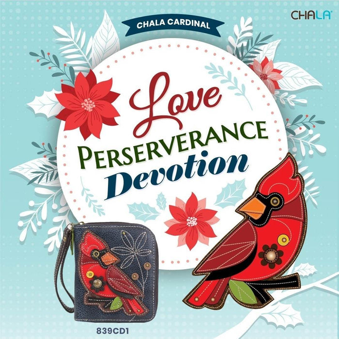 CHALA ZIP AROUND WALLET CARDINAL RED BIRD