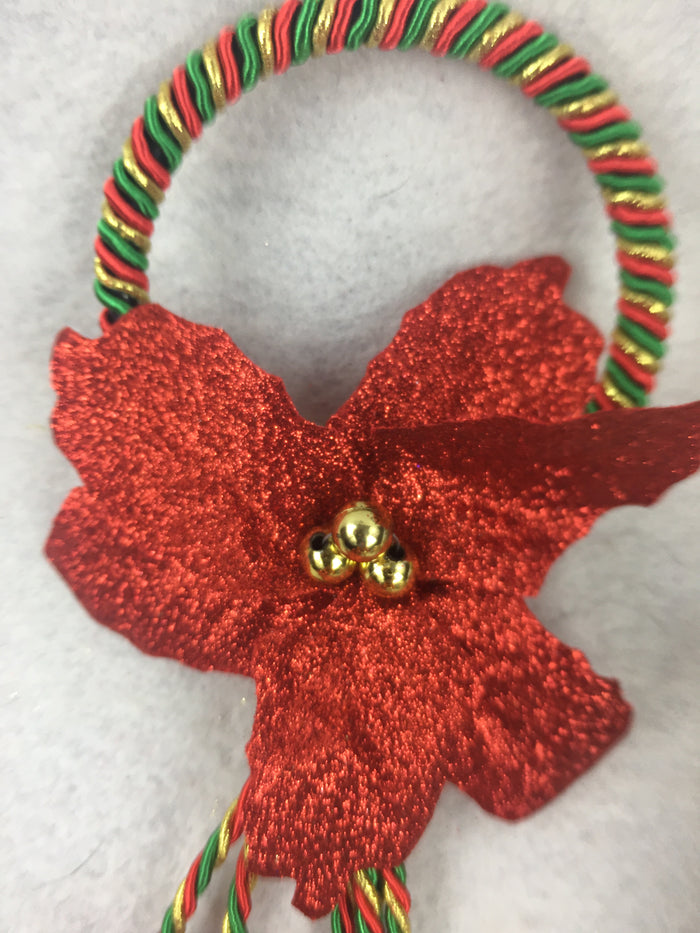 Christmas Door Bell Hanger With Glittered Poinsettia
