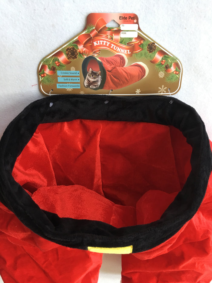 Christmas Elite Pet Santa Suit Pants Crinkle Sound Kitty Tunnel