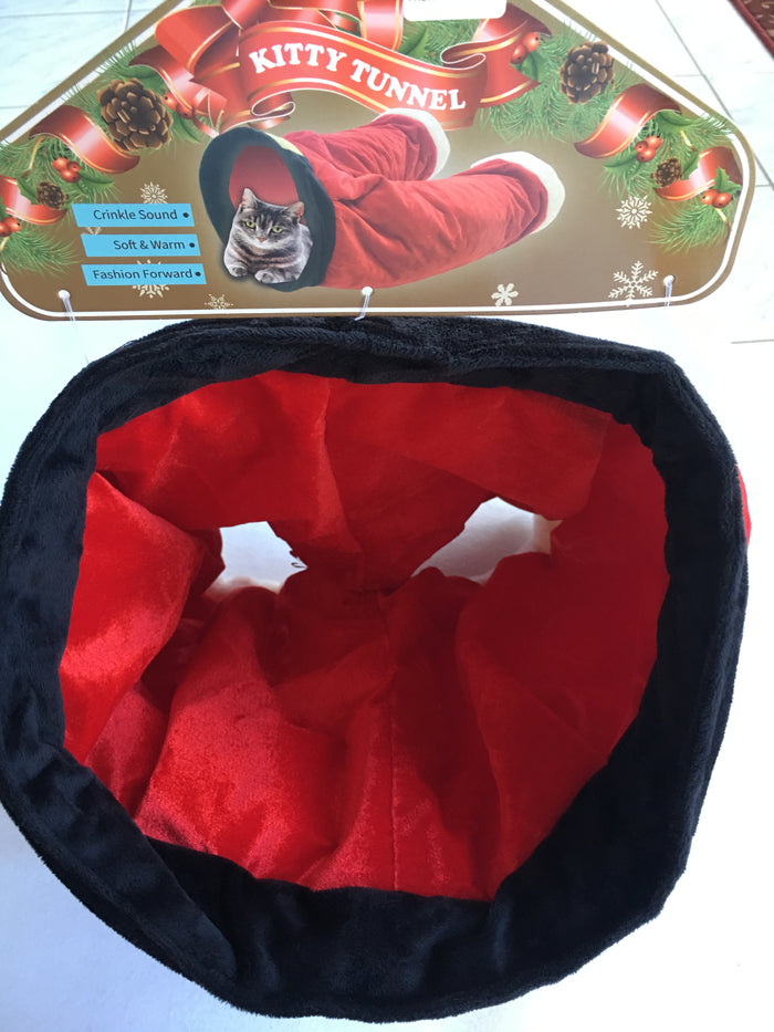 Christmas Elite Pet Santa Suit Pants Crinkle Sound Kitty Tunnel
