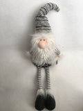 Christmas Large Plush Gray and White Striped Sitting Santa