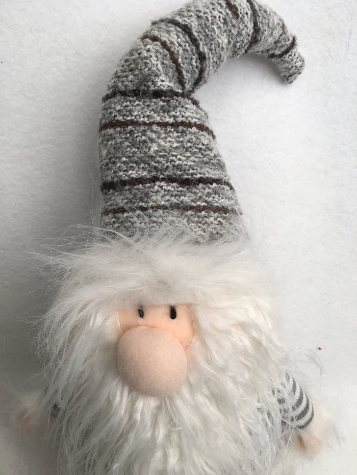 Christmas Large Plush Gray and White Striped Sitting Santa