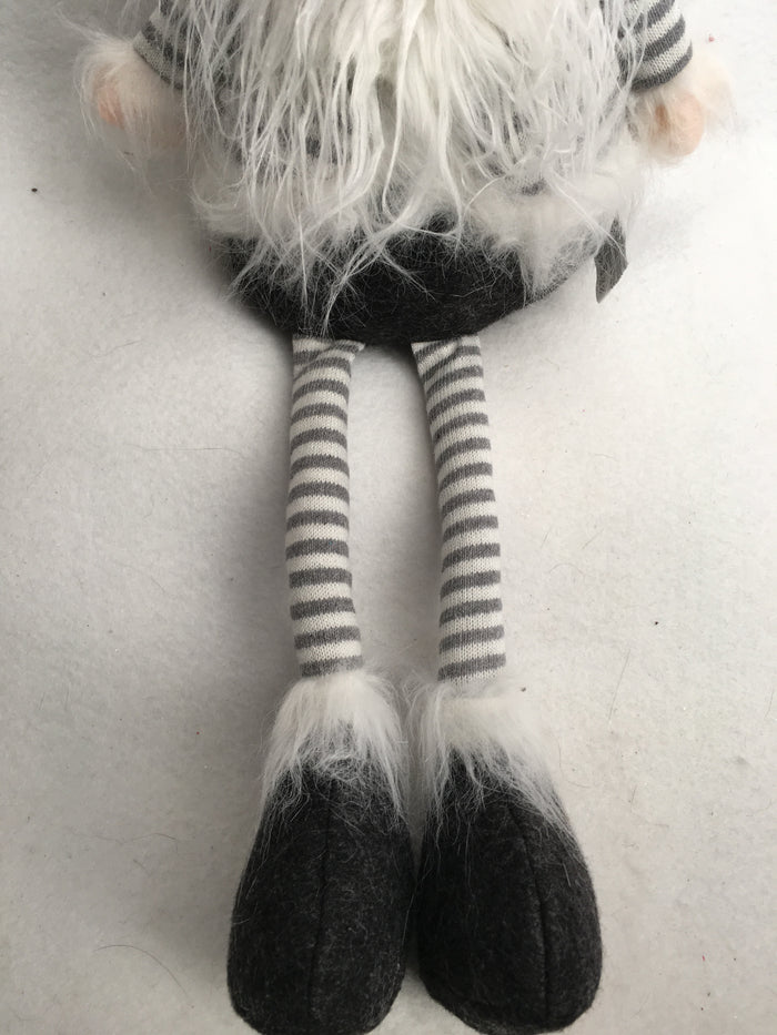 Christmas Large Plush Gray and White Striped Sitting Santa