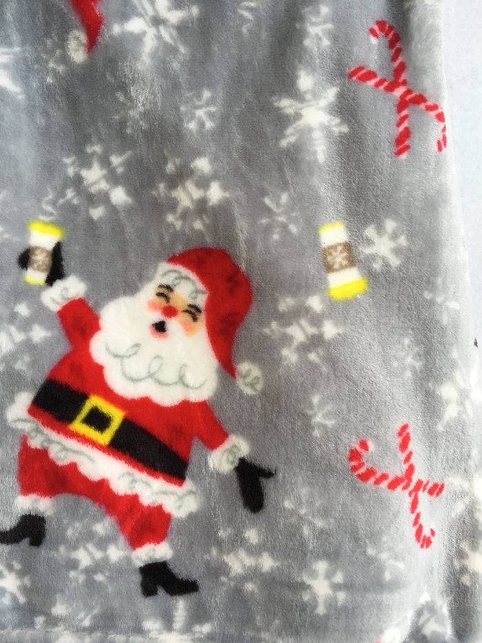 Christmas Mistletoe and Co. Dancing Santa and Candy Canes Throw Blanket