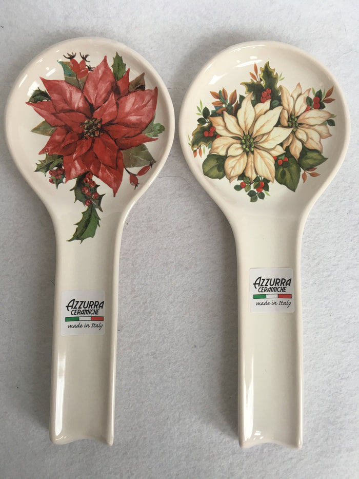 Christmas Red or White Poinsettia Spoon Rest