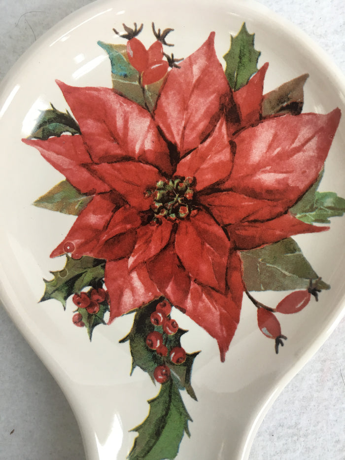 Christmas Red or White Poinsettia Spoon Rest