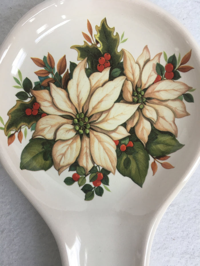 Christmas Red or White Poinsettia Spoon Rest