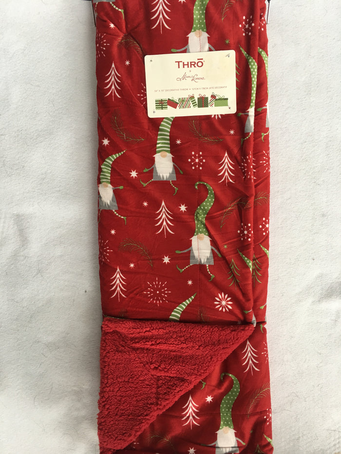 Christmas Themed Gnomes Blanket Throw