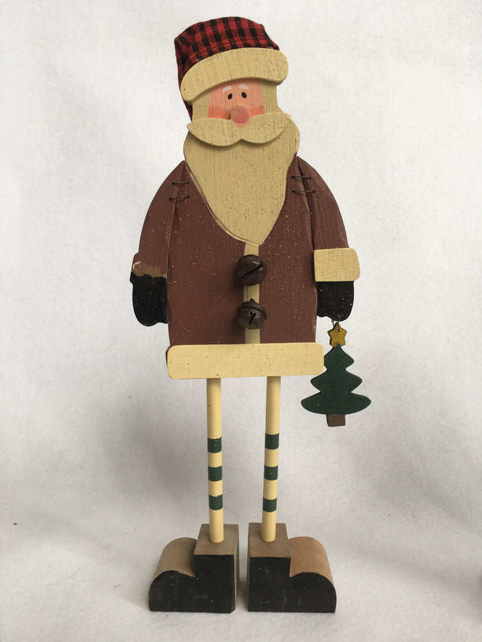 Christmas Wooden Standing Santa Holding Tree or Snowman Holding Gingerbread Cookie