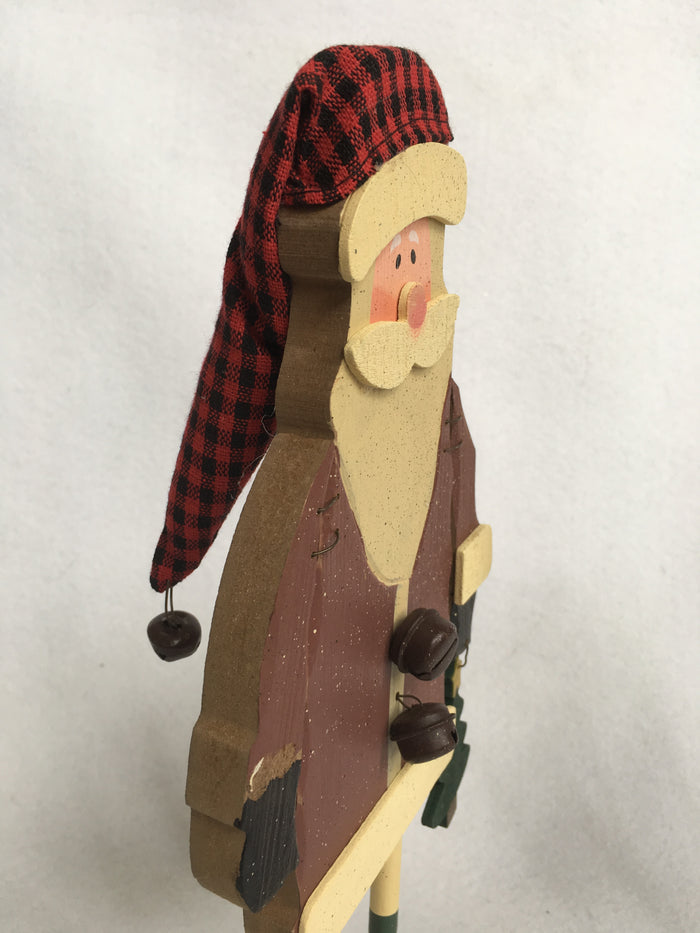 Christmas Wooden Standing Santa Holding Tree or Snowman Holding Gingerbread Cookie