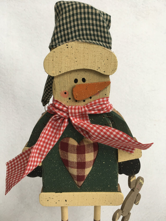 Christmas Wooden Standing Santa Holding Tree or Snowman Holding Gingerbread Cookie