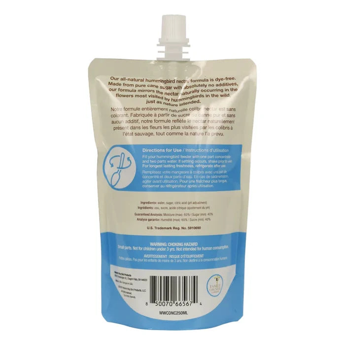 Clear hummingbird nectar concentrate back