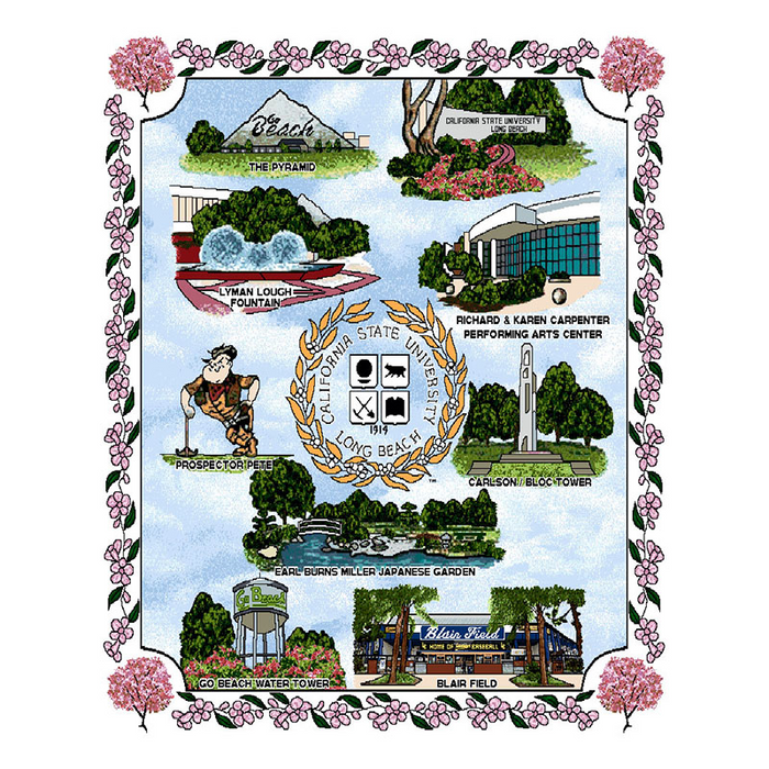 CSULB Campus Logo Afghan Blanket - Multi, Jardine