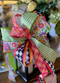 Designer Bow Green Stripe, Harlequin, Bright Pink Floral, Plaid