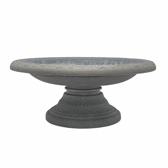 7.5″ Dove Gray Fiber Clay Birdbath
 on a white background