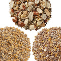 Close-up of Duncraft Garden Friendly Wild Bird Seed Sampler, Set of 3, showcasing a blend of seeds designed to attract songbirds without leaving waste.