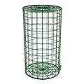 Green wire bird feeder on a white background
