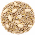 Lizzie Mae Spicy Chips Wild Bird Seed, 20-lb bag featuring hulled sunflower kernels, whole peanuts, and millet seeds, perfect for attracting birds with no waste.