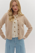 E Oatmeal Layered Cardigan Jacket