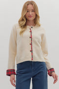 E Tartan Trim Cardigan
