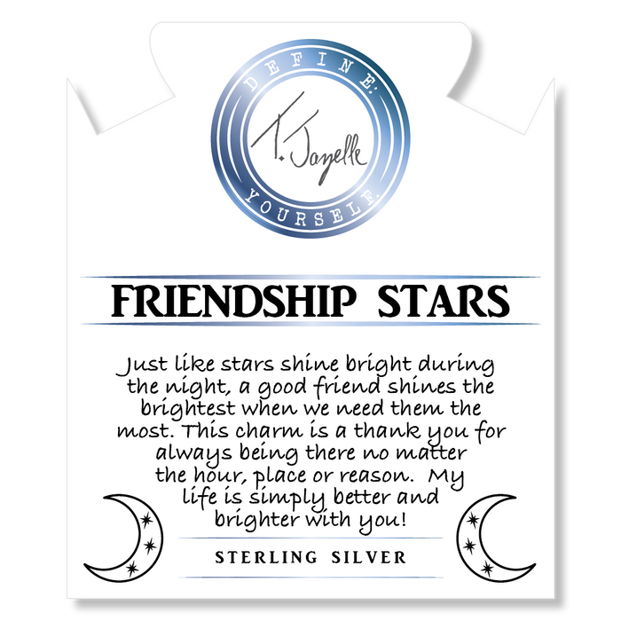 Earth Jasper Stone Bracelet with Friendship Stars Sterling Silver Charm