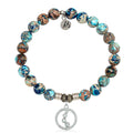 Earth Jasper Stone Bracelet with One Step at a Time Sterling Silver Charm