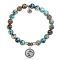 Earth Jasper Stone Bracelet with Palm Tree Sterling Silver Charm