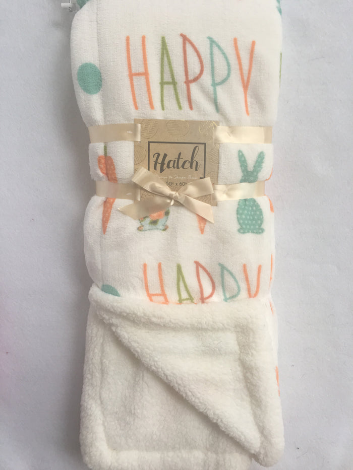 Easter Bunnies With Carrots Blanket Throw