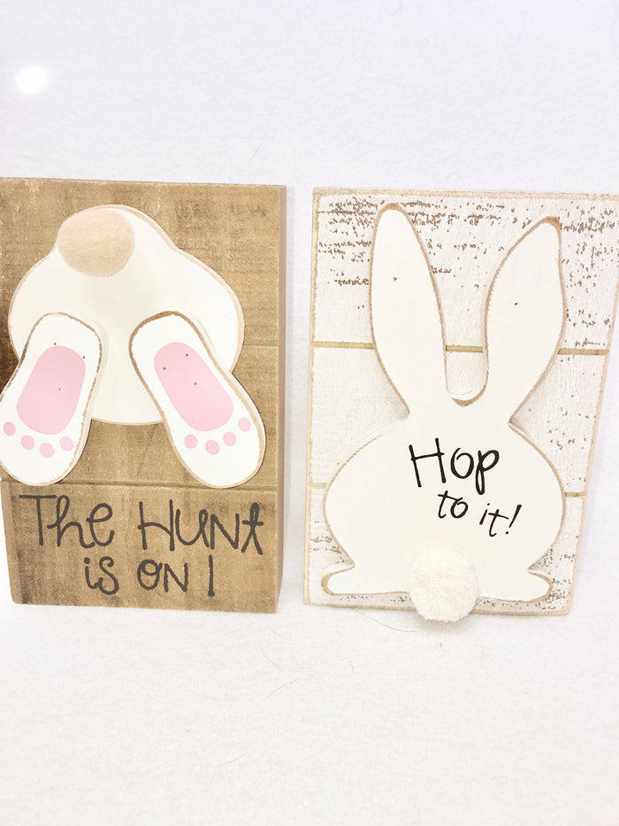 Easter Bunny with Cotton Tail Block Sitter