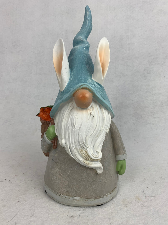 Easter Gnome with Bunny Ears Carrying Backpack of Carrots