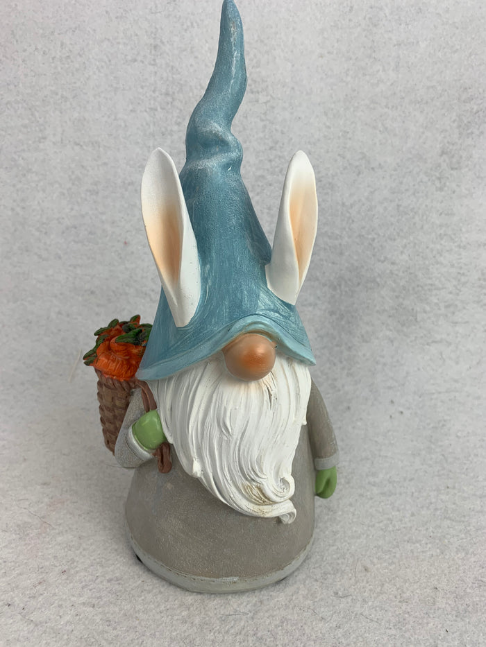 Easter Gnome with Bunny Ears Carrying Backpack of Carrots