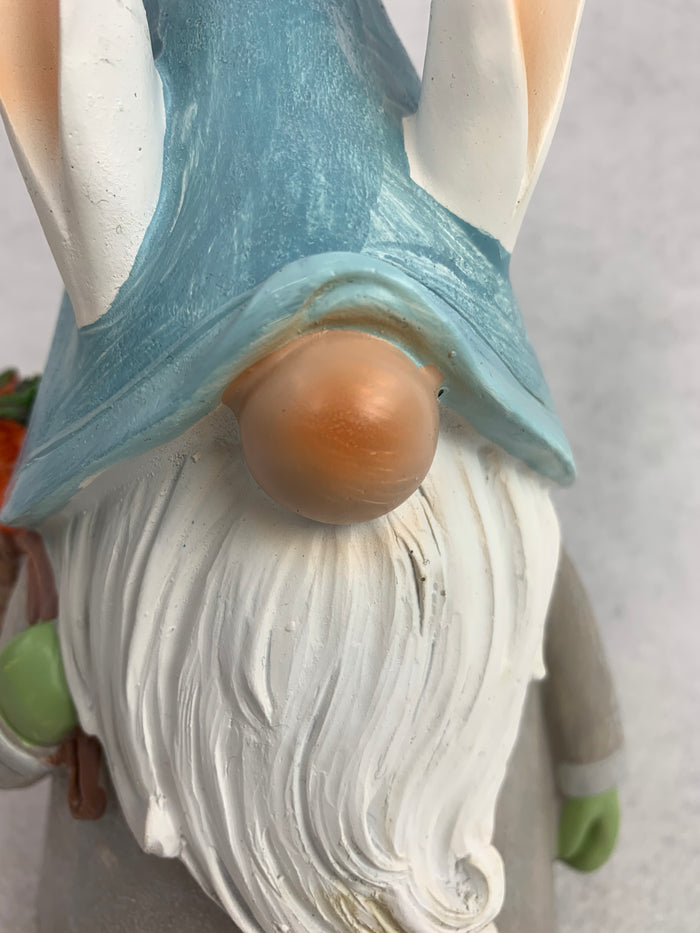 Easter Gnome with Bunny Ears Carrying Backpack of Carrots